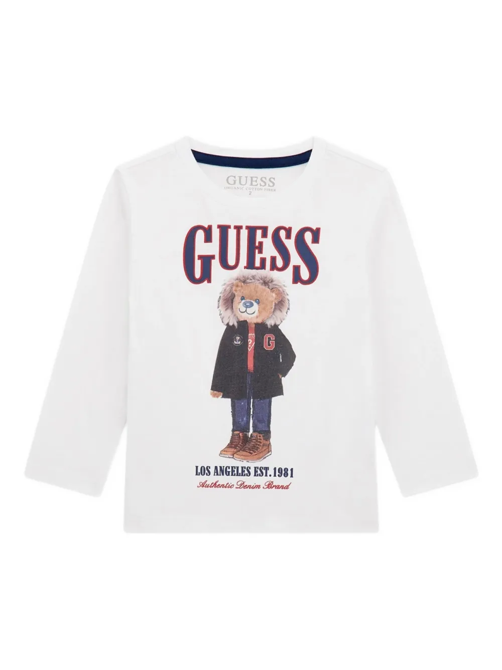 guess kids teddy-print long-sleeve T-shirt | White | Image 1