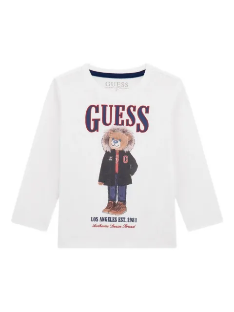 guess kids teddy-print long-sleeve T-shirt 