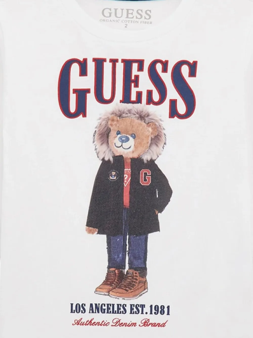 Guess Boys Long Sleeve Bear T-shirt In White