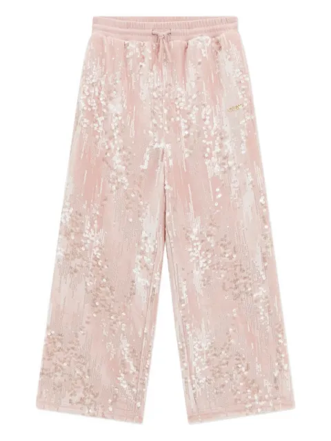 guess kids sequin-embellished straight-leg trousers