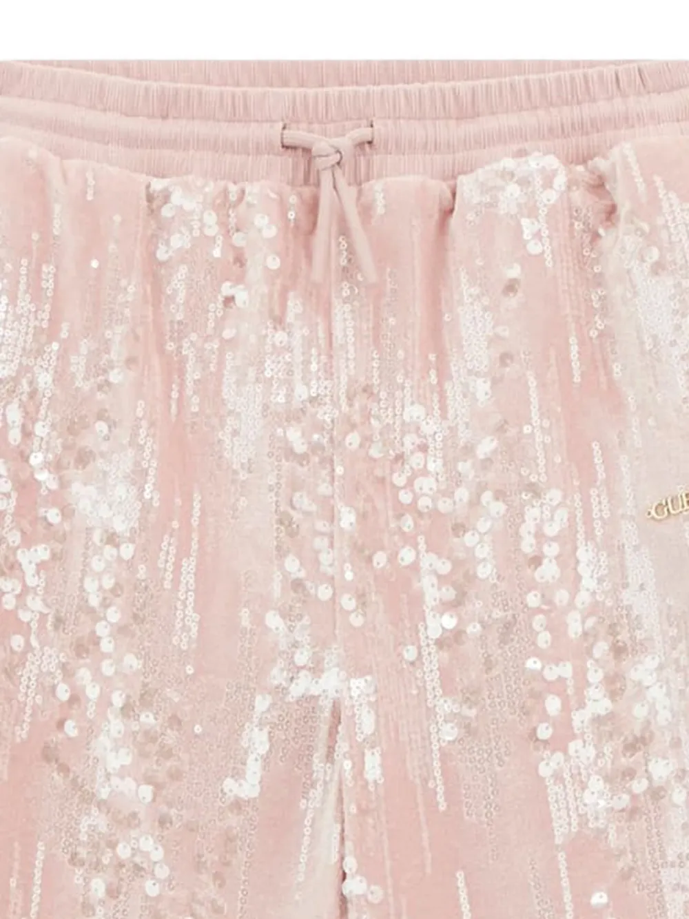 Guess Sequin-embellished Straight-leg Trousers In Pink