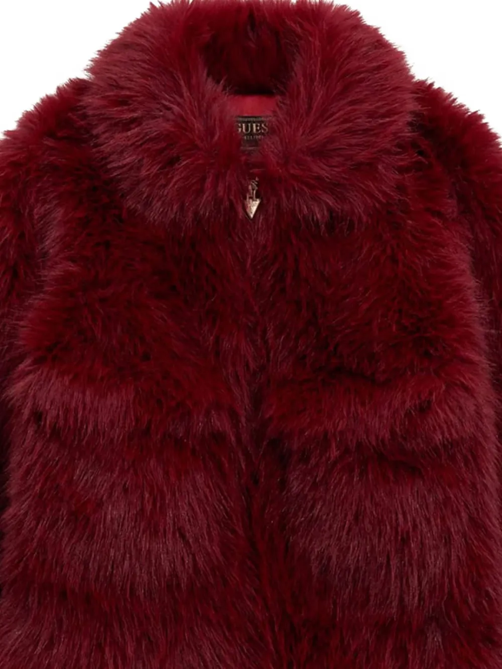 Guess Girls Faux Fur Jacket In Red