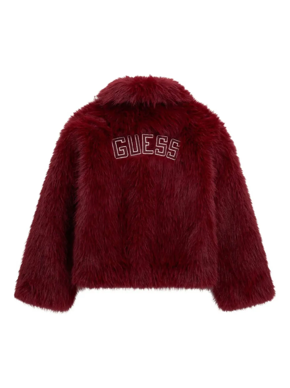 Guess Girls Faux Fur Jacket In Red