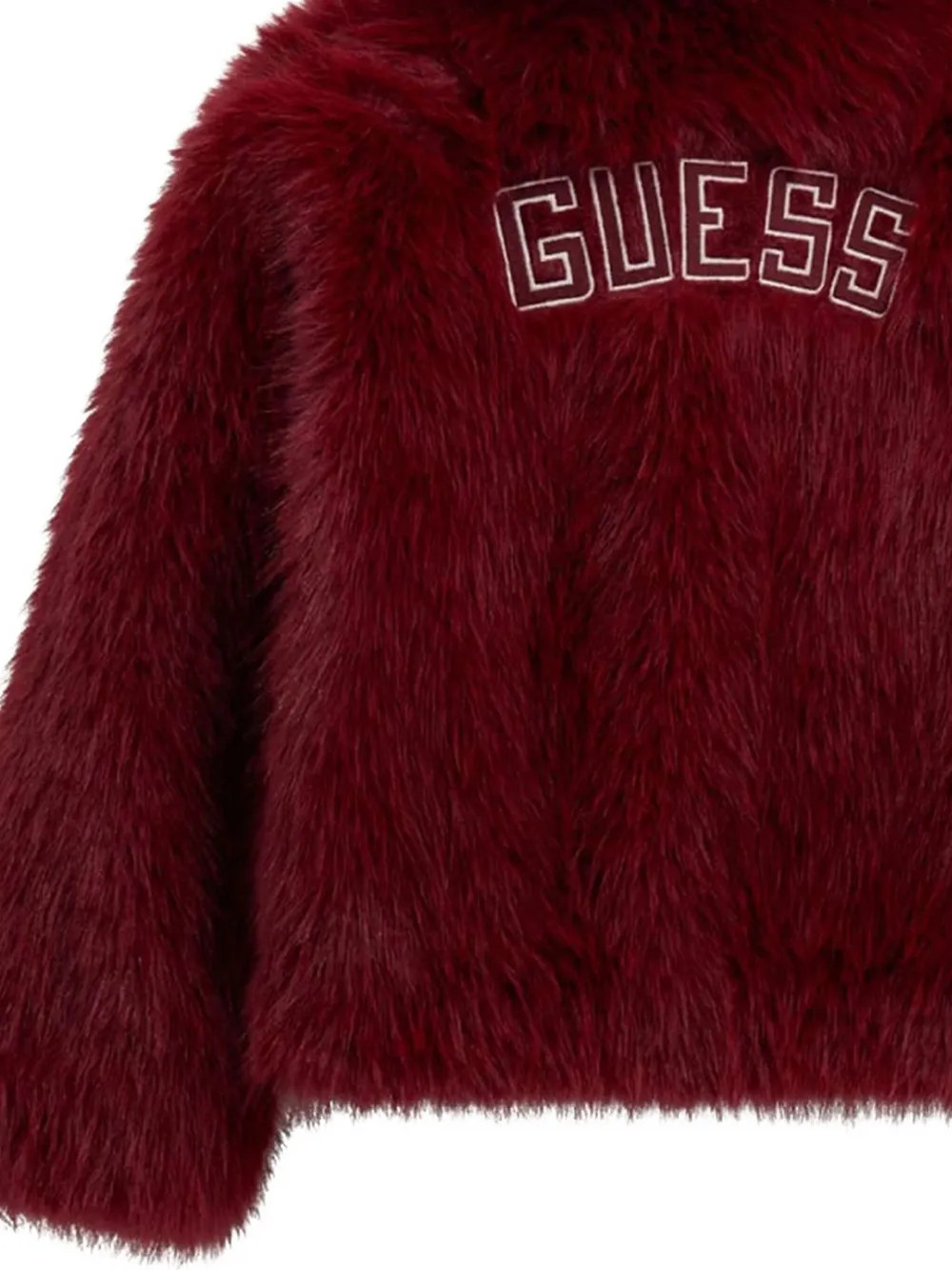 Guess Girls Faux Fur Jacket In Red