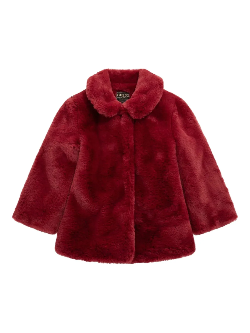 Guess Babies' Faux-fur Peter Pan Collar Jacket In Red
