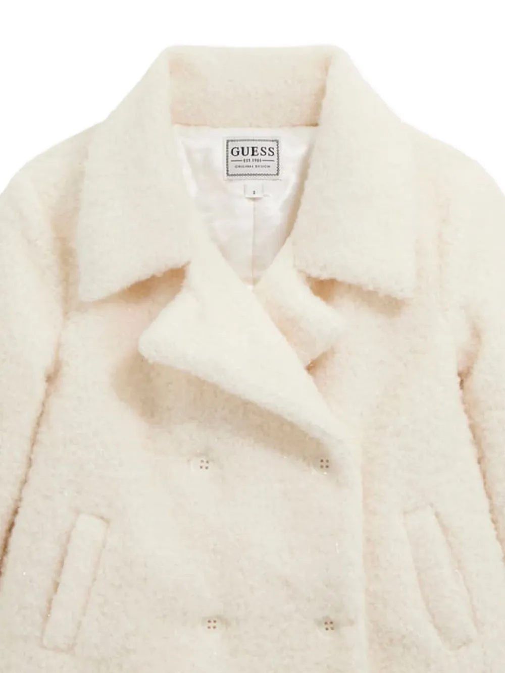 Guess Girls Sherpa Padded Coat In Neutral