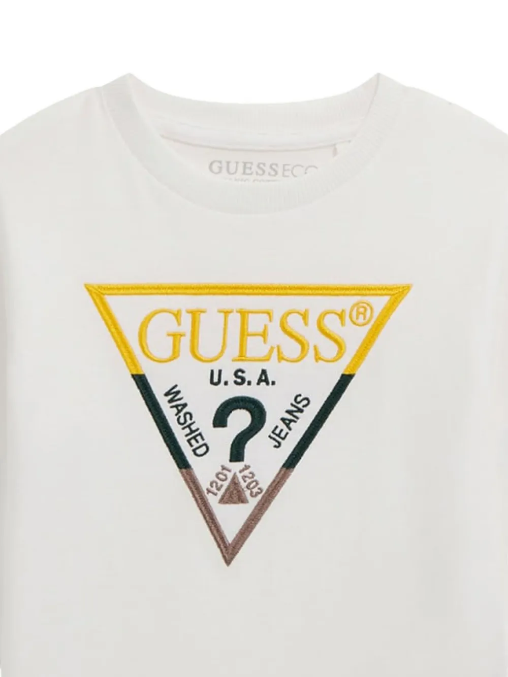 Guess Boys Long Sleeve Logo T-shirt In White