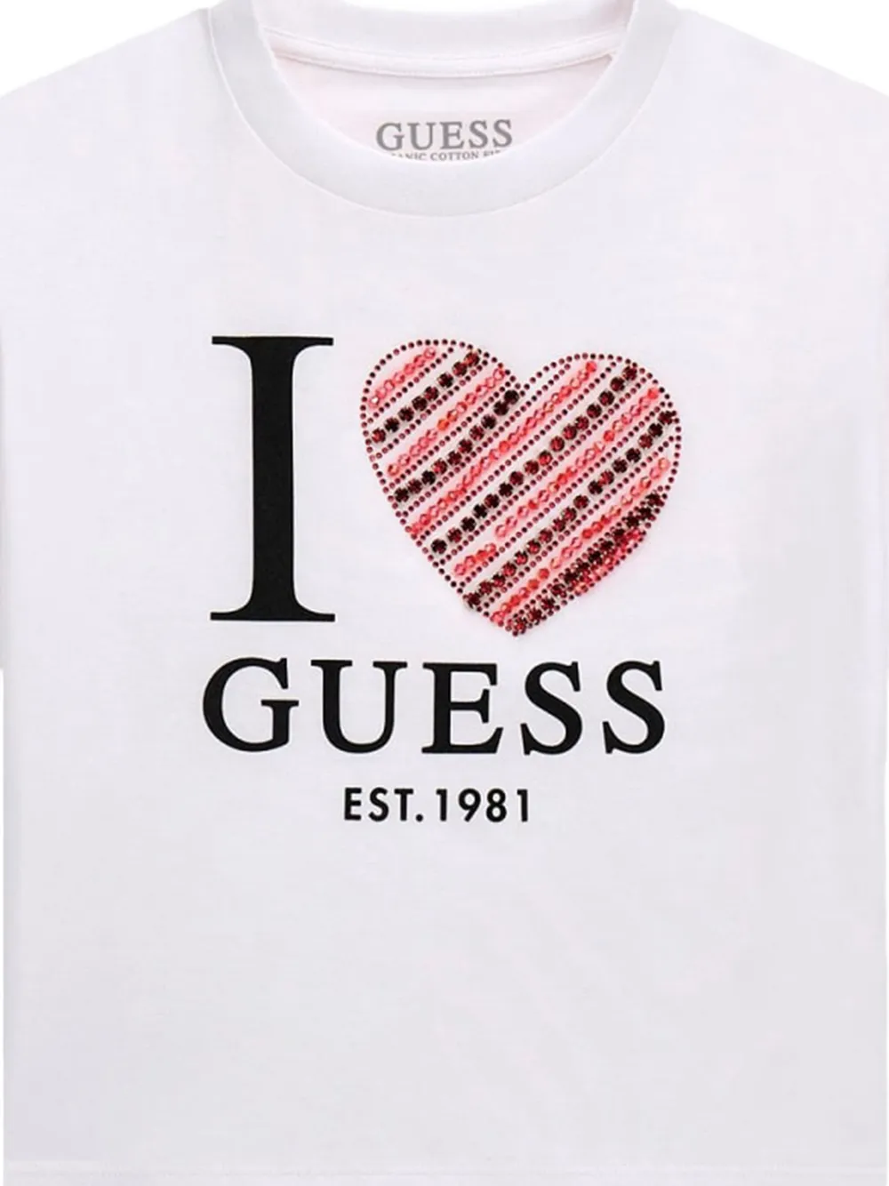 guess kids T-shirt verfraaid met hart Wit