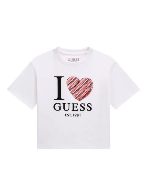 guess kids heart-embellished T-shirt 
