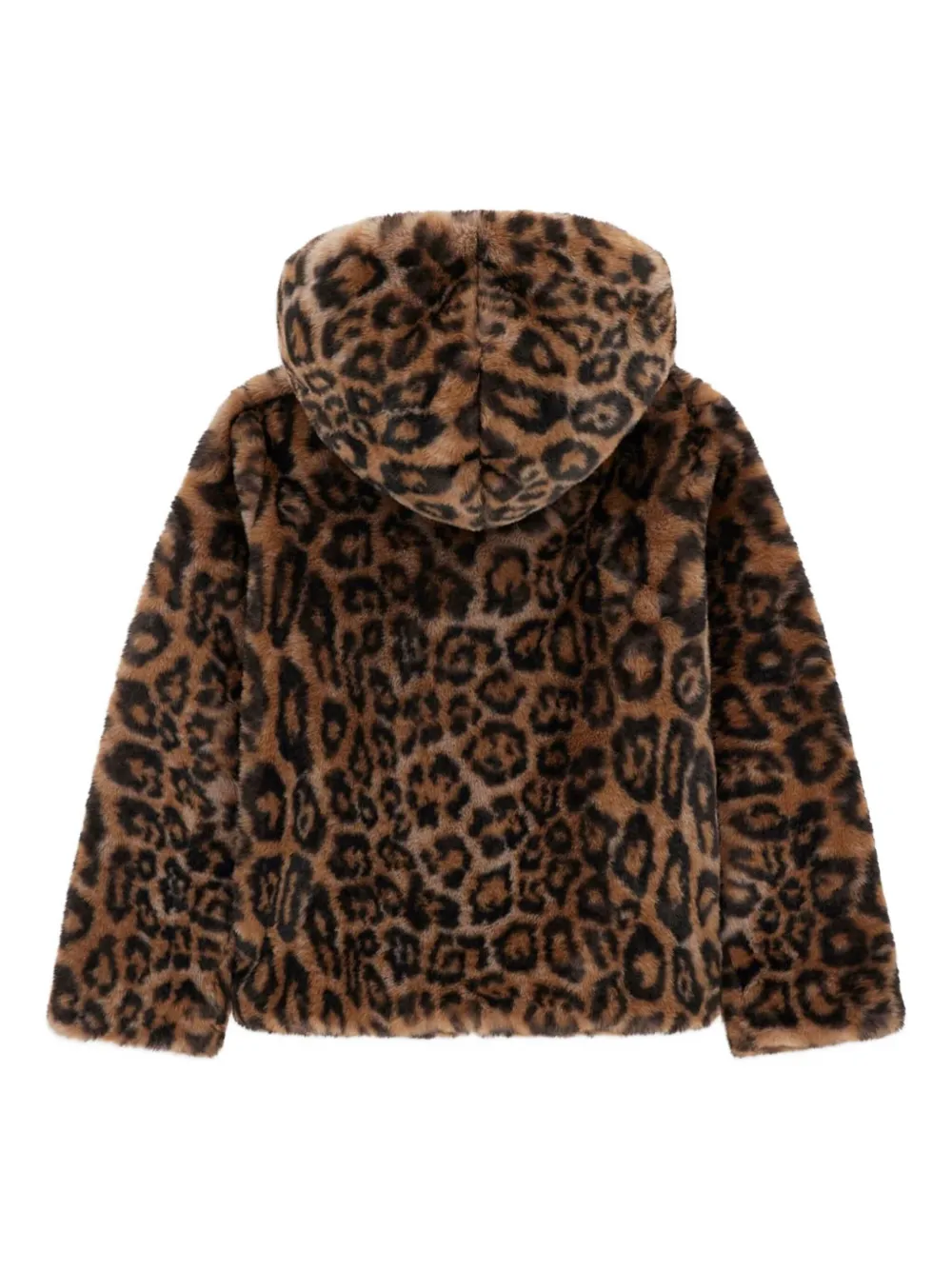 guess kids leopard-print hooded jacket | Girls Faux Fur Jackets | Image 2