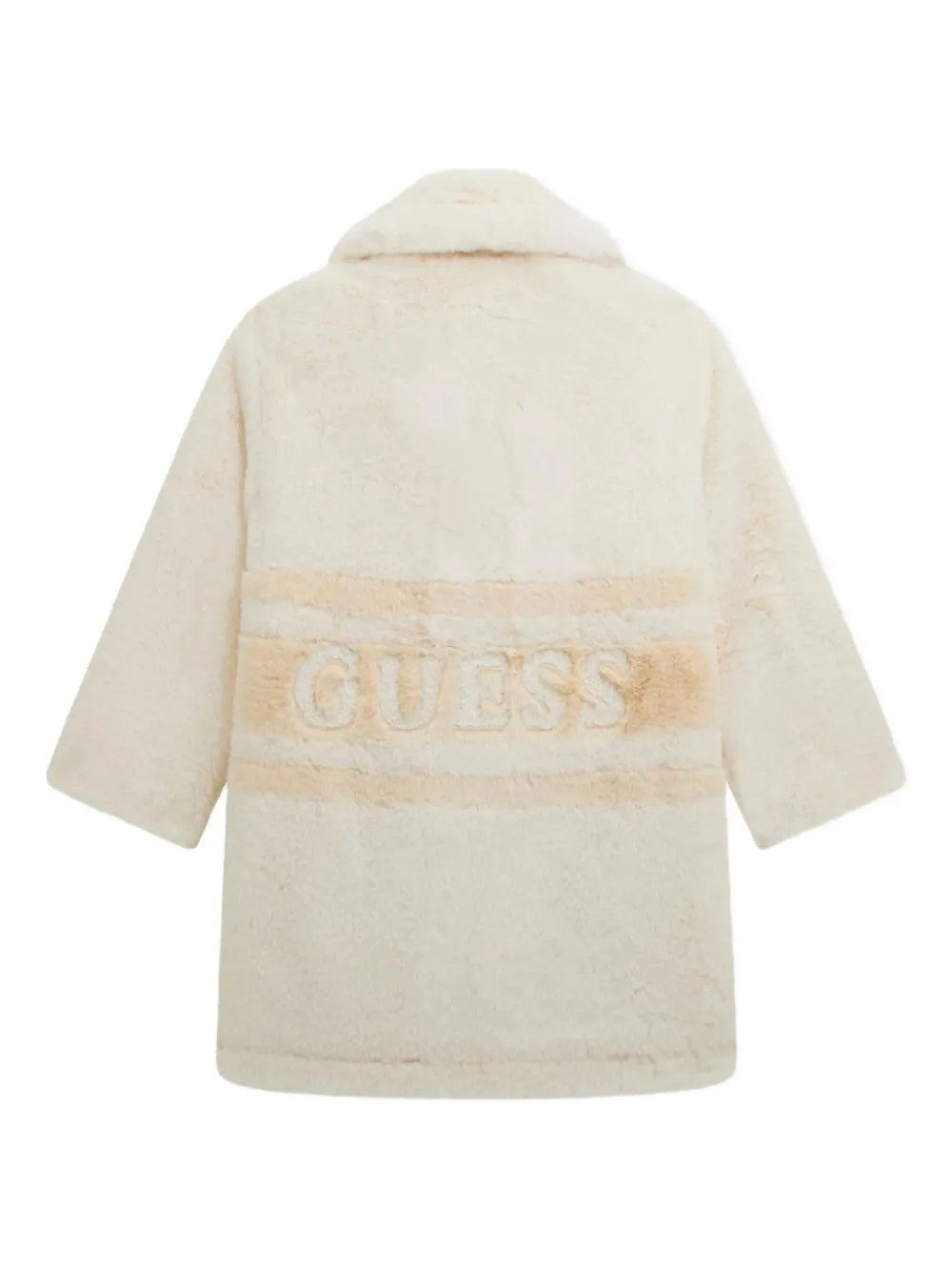guess kids Gestreepte jas van imitatiebont Beige