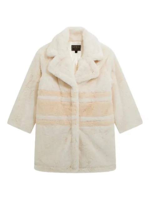guess kids striped faux-fur coat