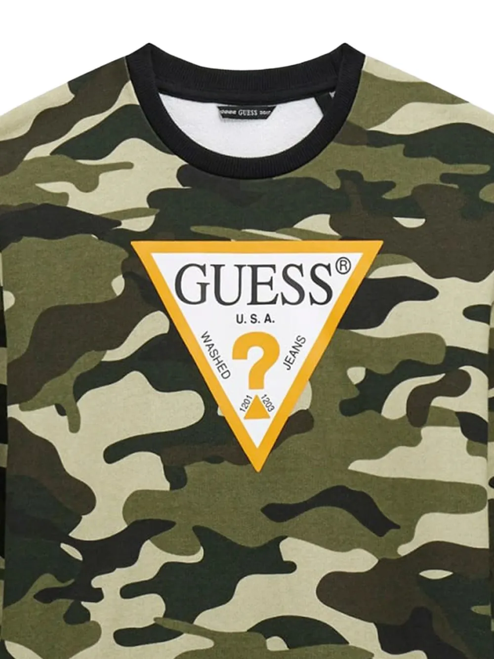 Guess Camouflage-pattern Logo-print Sweatshirt In Green