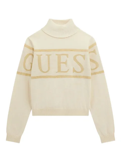 guess kids roll-neck logo sweater