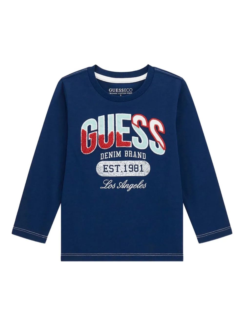 Guess Boys Long Sleeve Logo T-shirt In Blue