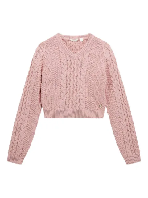 guess kids cable-knit v-neck sweater