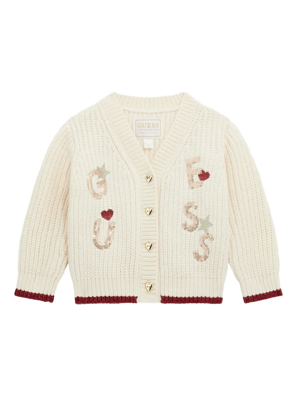 guess kids sequin-embellished ribbed cardigan - ニュートラル guess kids sequin-embellished ribbed cardigan - ニュートラル