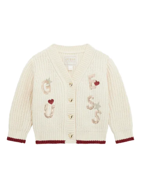 guess kids sequin-embellished ribbed cardigan