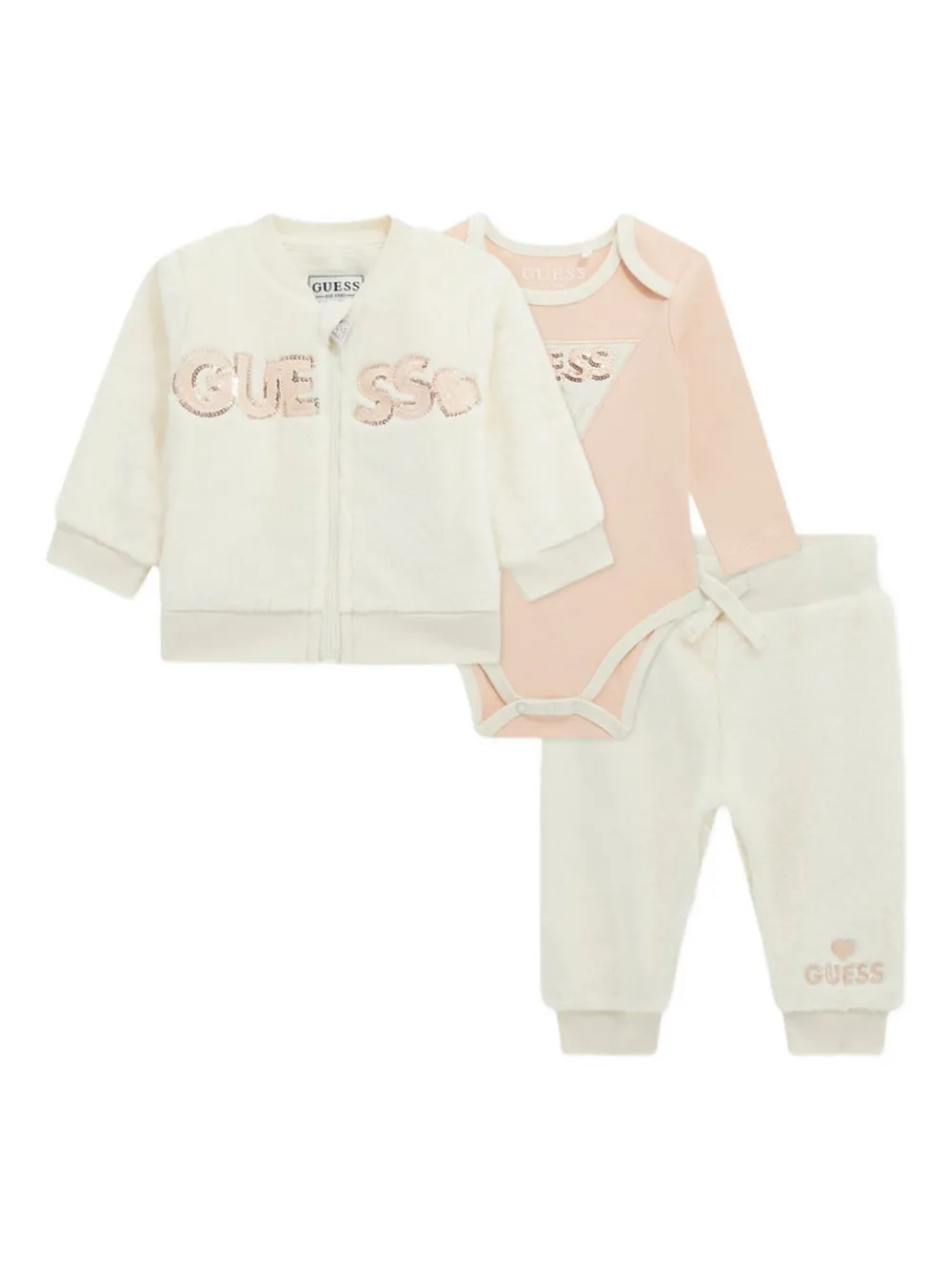 Guess Babies' Sequin-embellished Tracksuit Set In Neutral