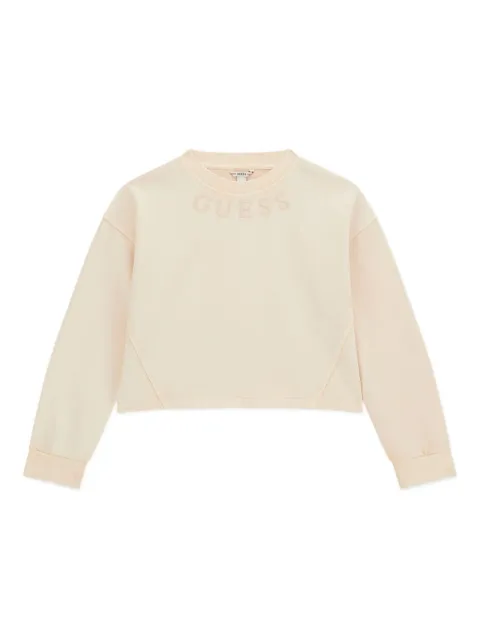 guess kids logo-embroidered cropped sweatshirt