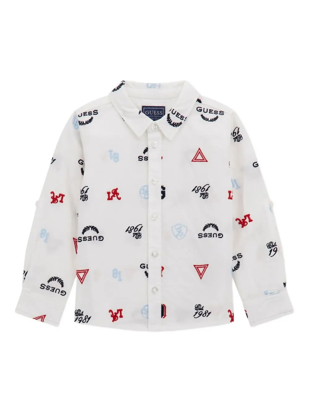 Guess Boys Logo Oxford Shirt In White
