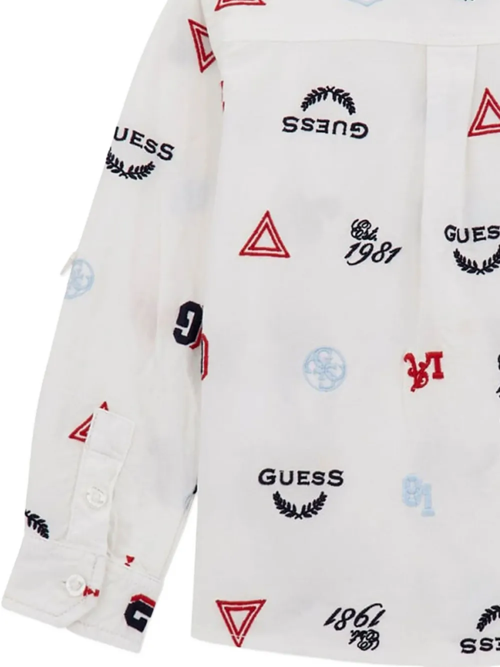 Guess Boys Logo Oxford Shirt In White