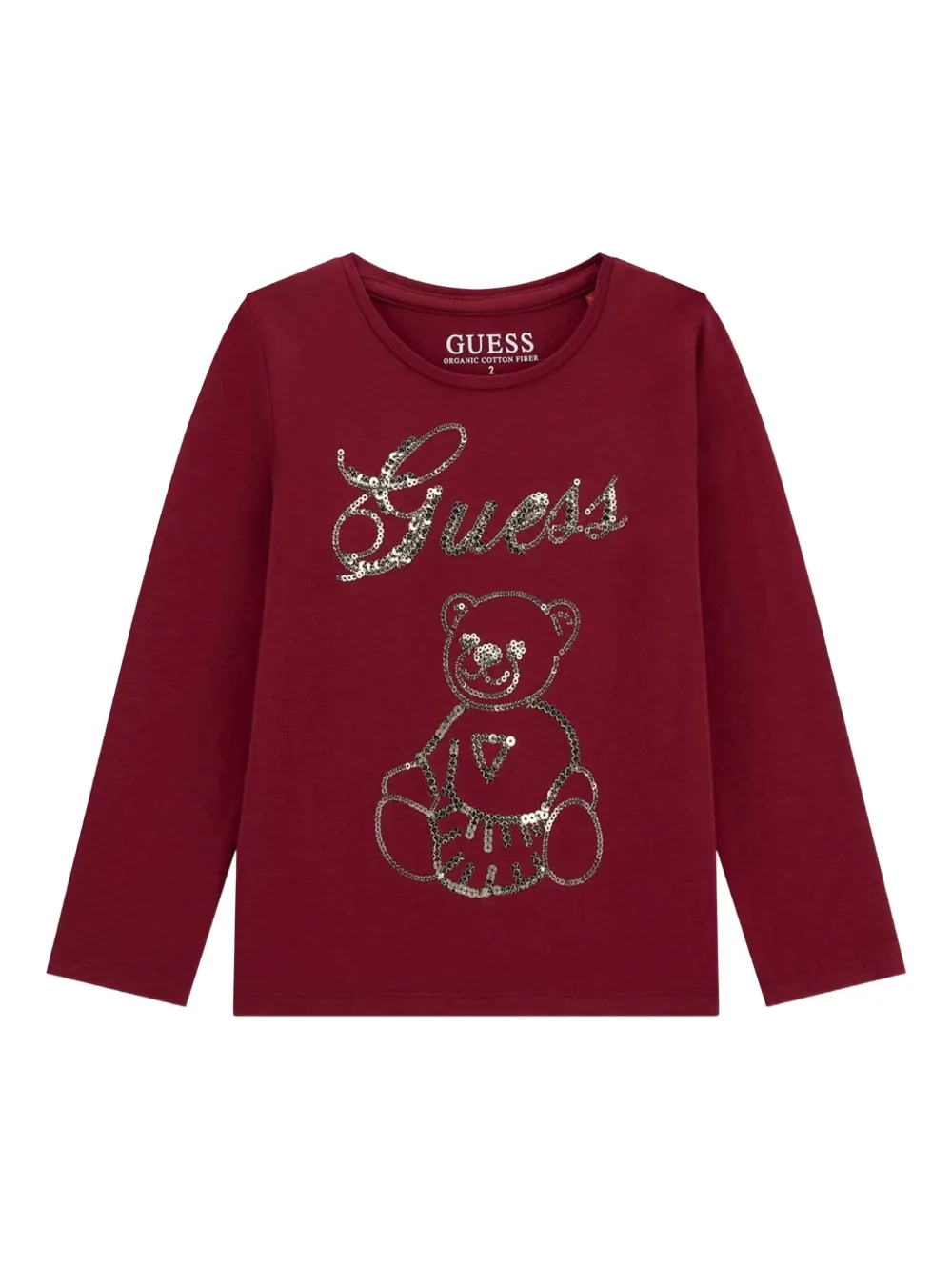 Guess Girls Long Sleeve Bear T-shirt In Red