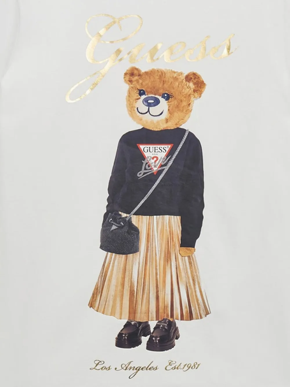 guess kids T-shirt met teddybeerprint Wit