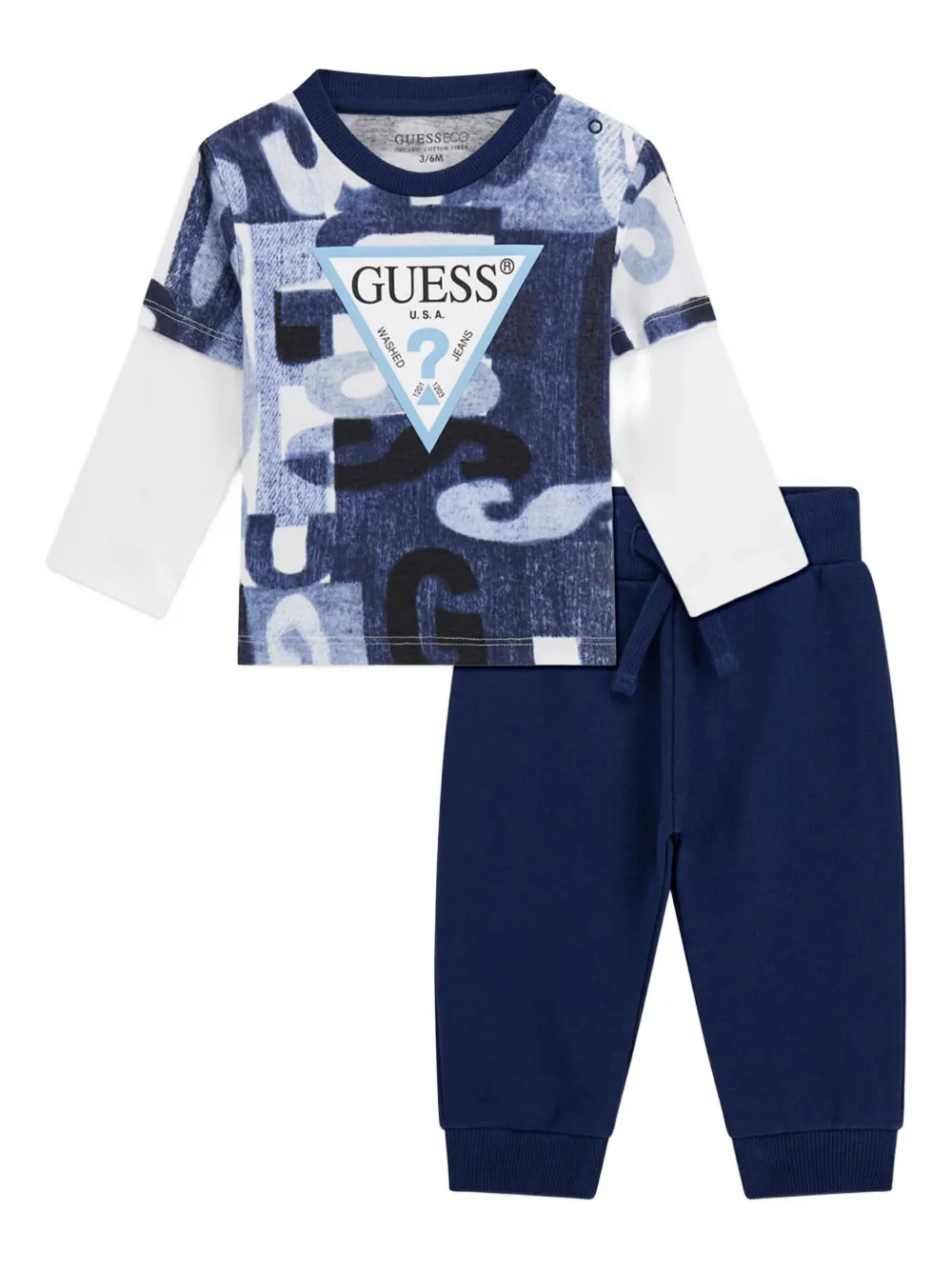 guess kids drawstring-cuffed trouser set | Blue | Image 1