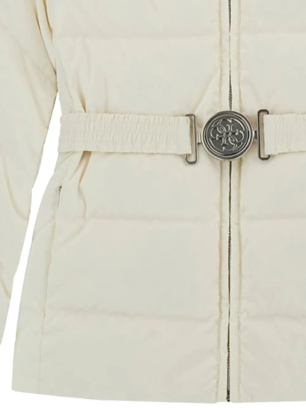 Guess Hooded Zip Coat In Neutral