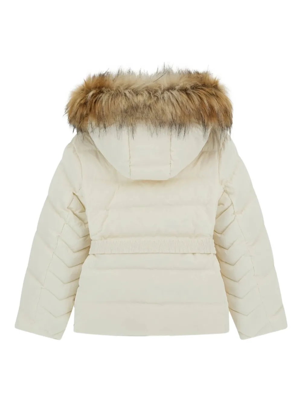 Guess Hooded Zip Coat In Neutral