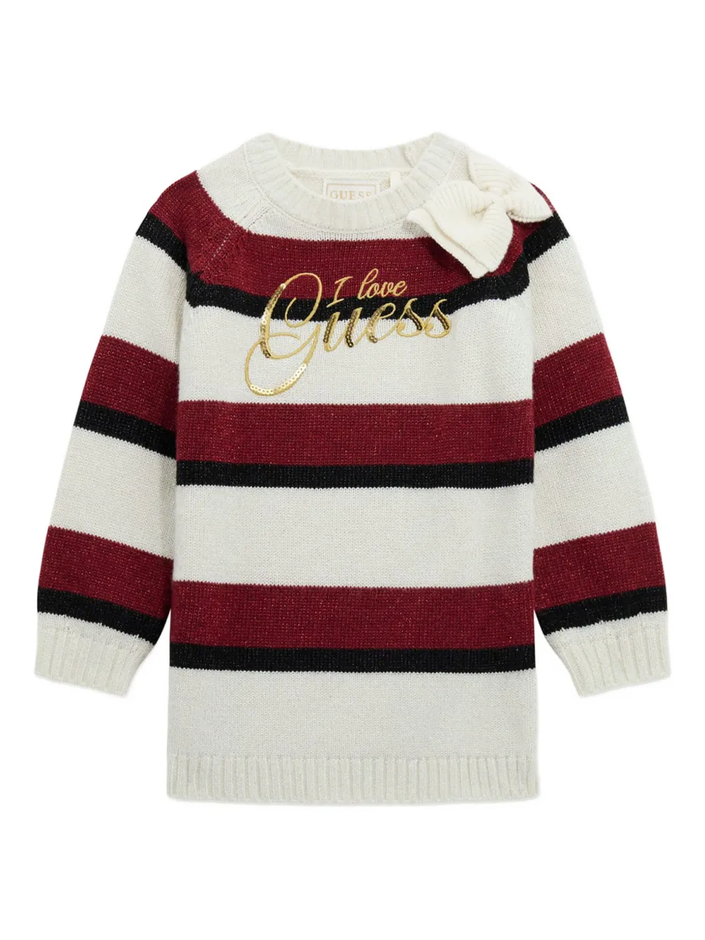 guess kids striped sequin-embellished dress | White | Image 1
