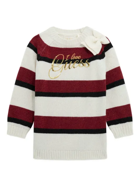 guess kids striped sequin-embellished dress