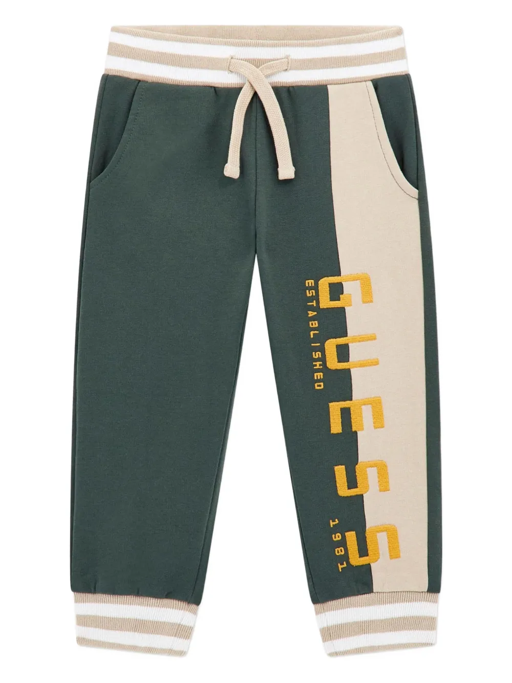 Guess Kids' Panelled Drawstring Pants In Green