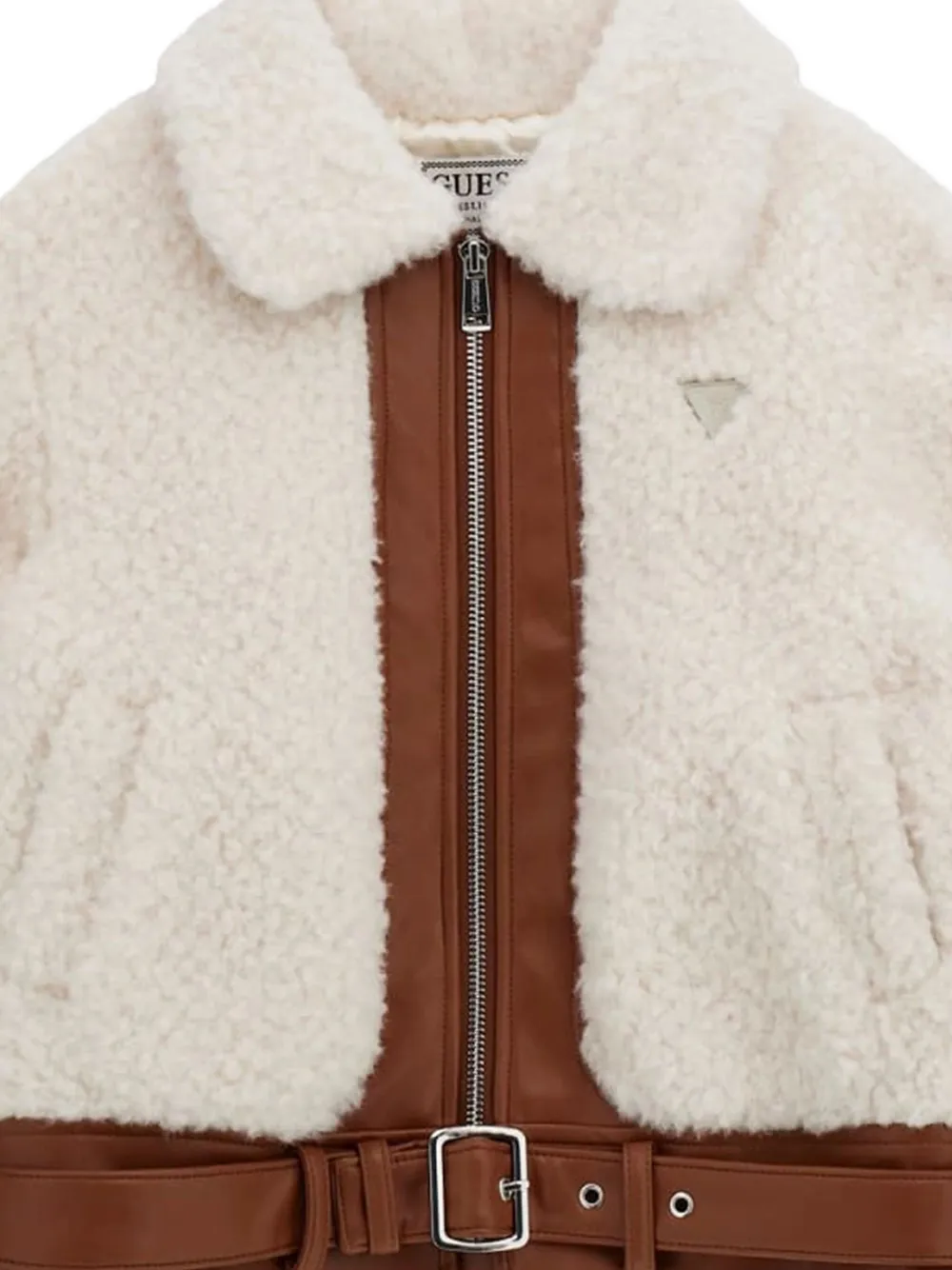 Guess Girls Faux Fur Jacket In Neutral
