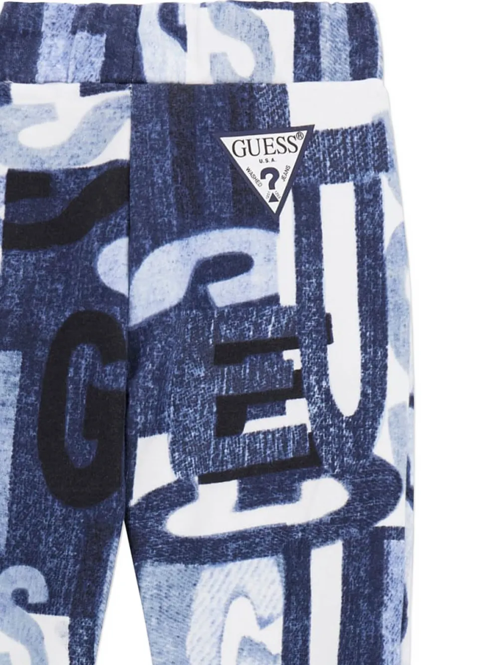 Guess Letter-print Drawstring Trousers In Blue
