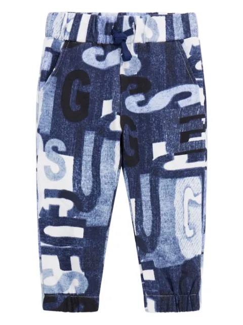 guess kids letter-print drawstring trousers