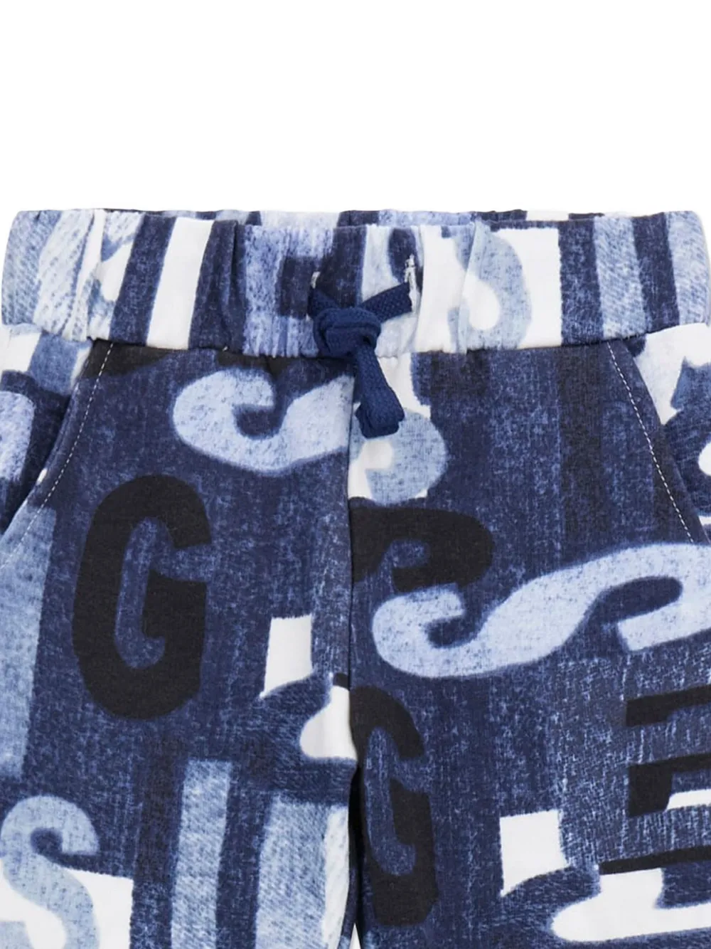 Guess Letter-print Drawstring Trousers In Blue