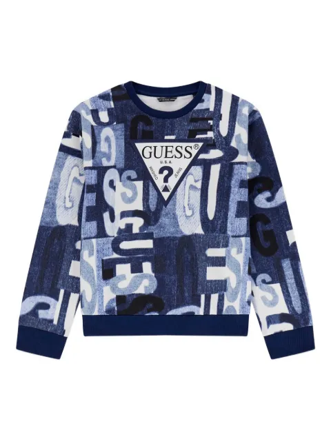 guess kids logo lettering-print sweatshirt