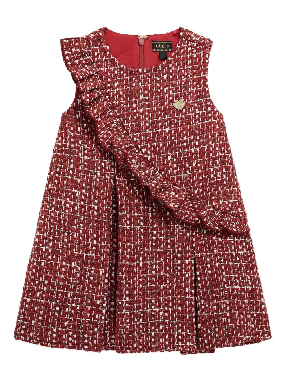 guess kids ラッフル ツイードワンピース - レッド guess kids ラッフル ツイードワンピース - レッド