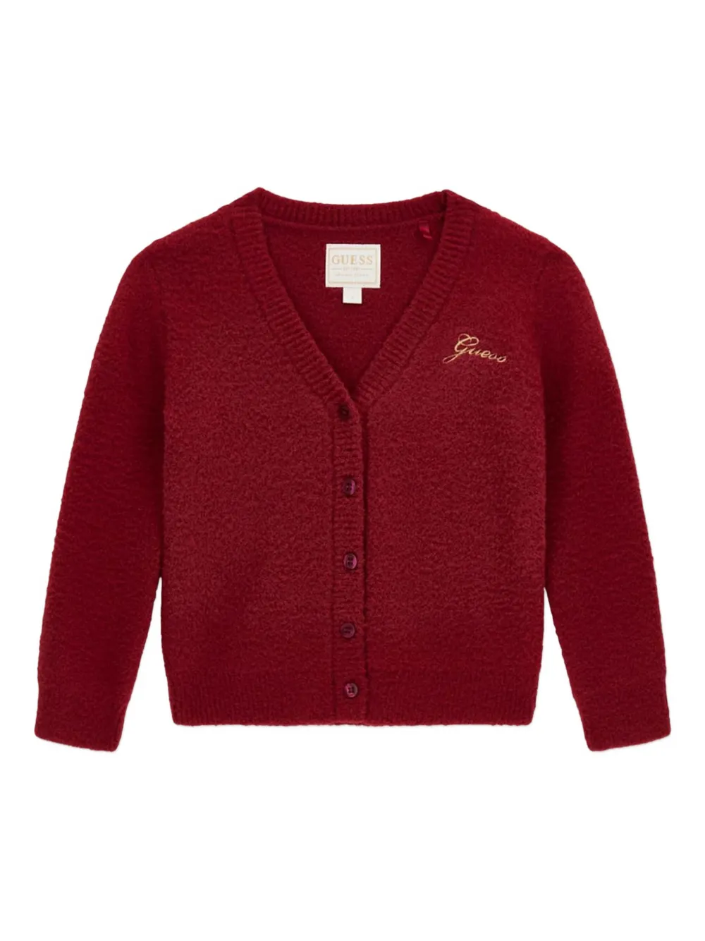 guess kids embroidered button cardigan | Red | Image 1