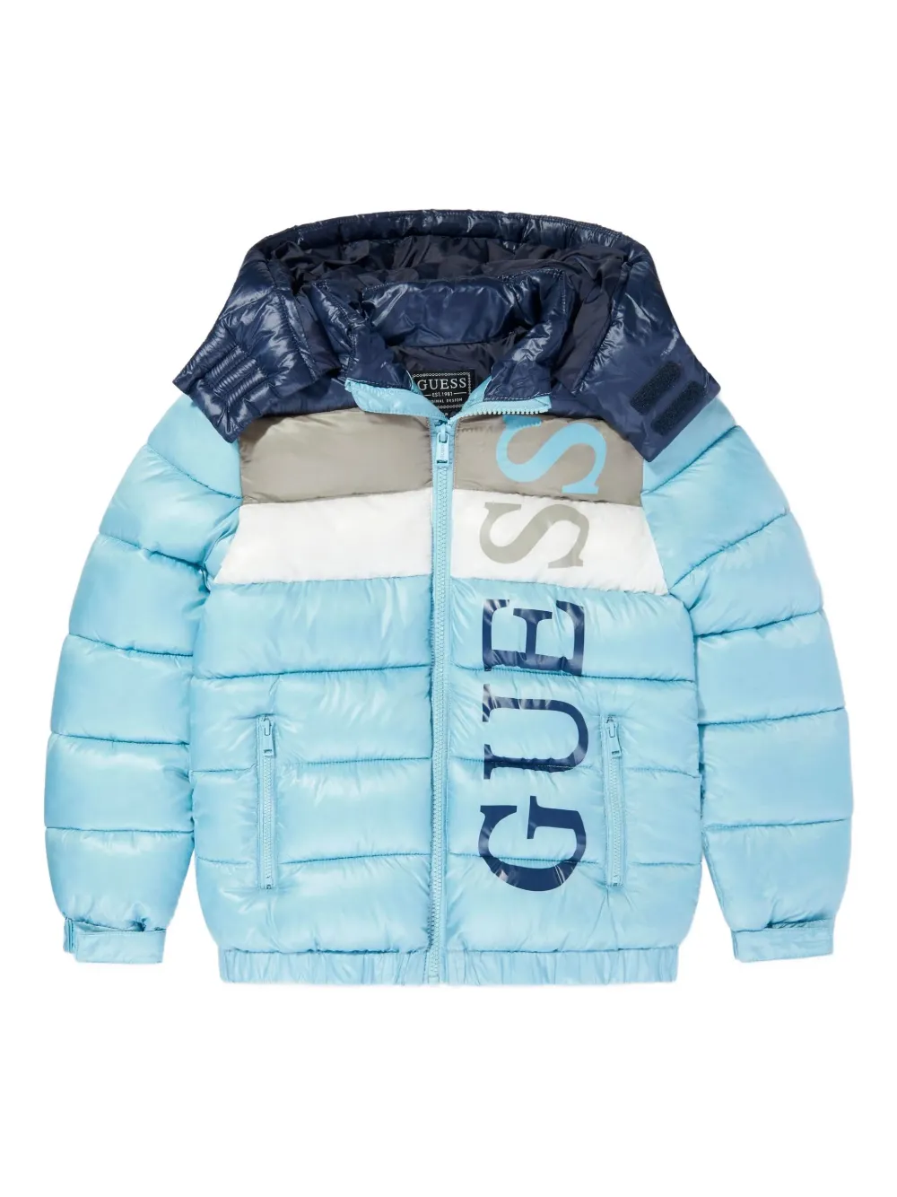 guess kids hooded puffer jacket | Blue | Image 1