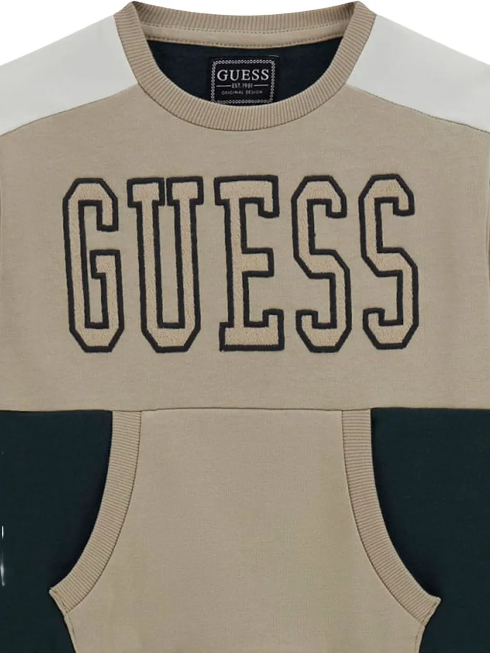 Guess Logo-embroidered Colour-block Sweatshirt In Brown