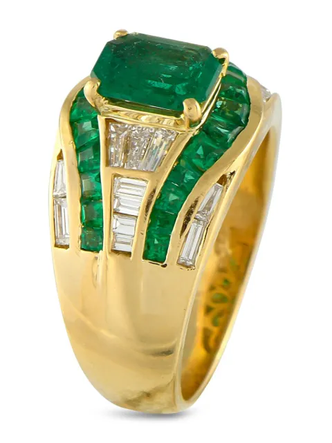 Sabbadini 18K yellow gold emerald and diamond ring