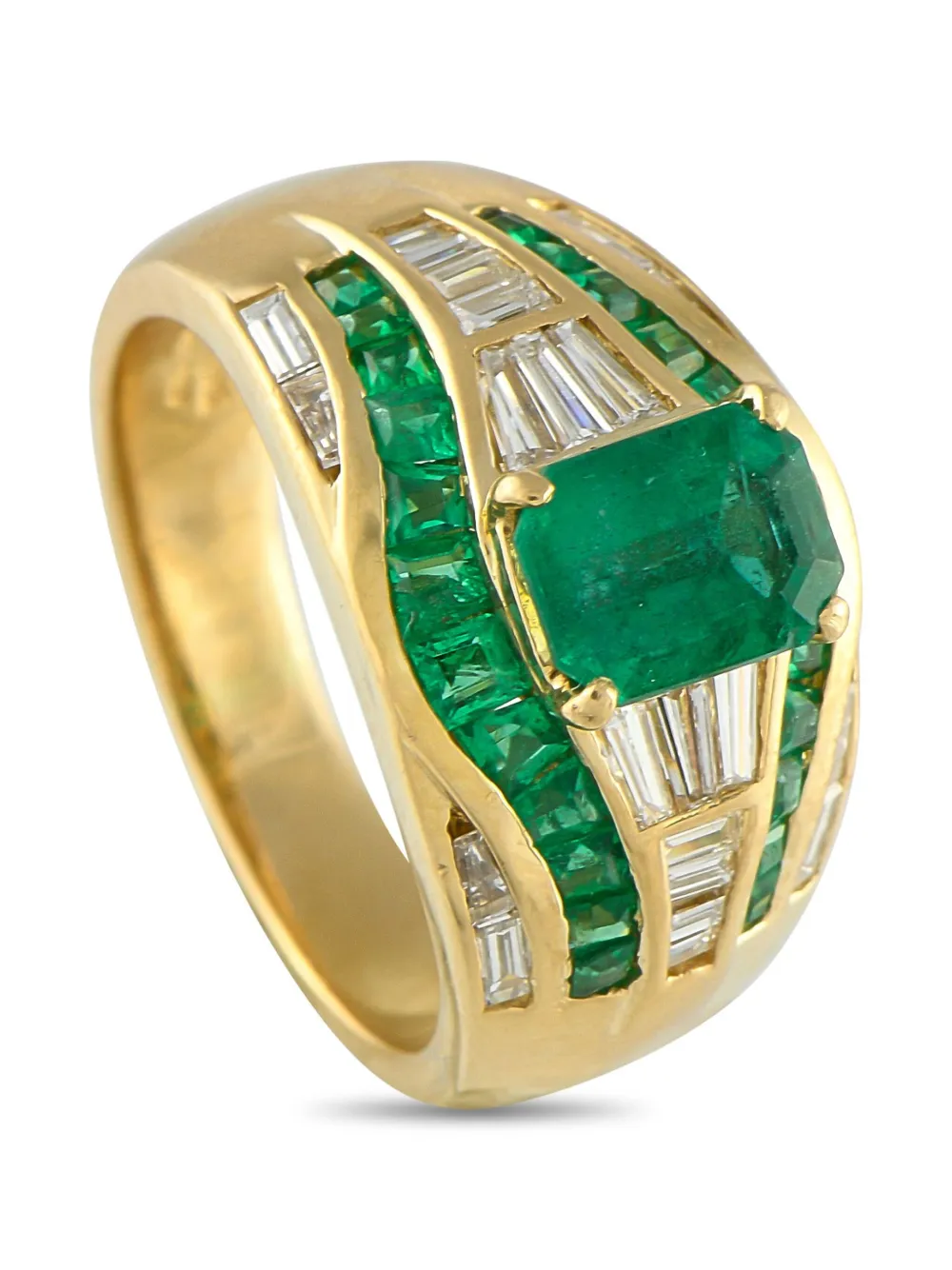 Sabbadini 18K yellow gold emerald and diamond ring | Image 2