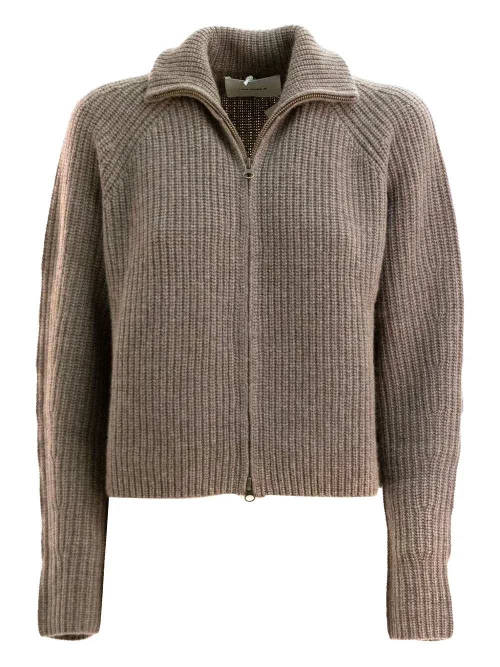 Lisa Yang Zip-front Ribbed Cardigan In Brown