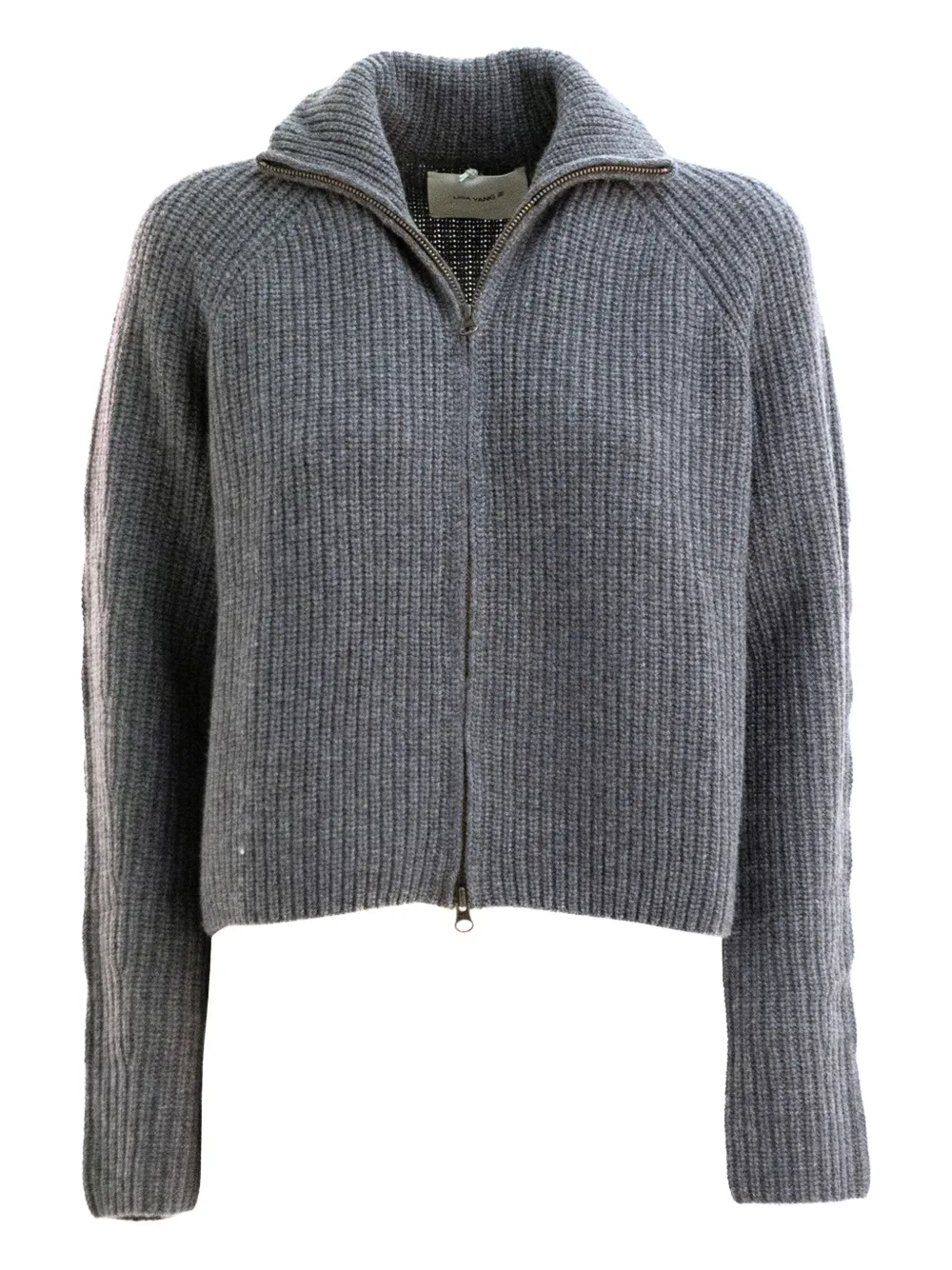 Lisa Yang Ribbed Zip-up Cardigan In Gray