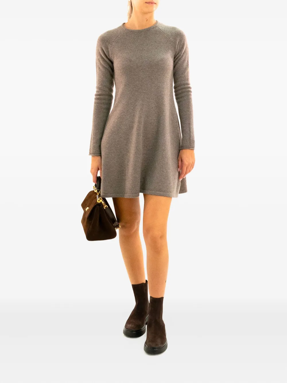 Lisa Yang Flared mini-jurk met raglan mouwen - Bruin