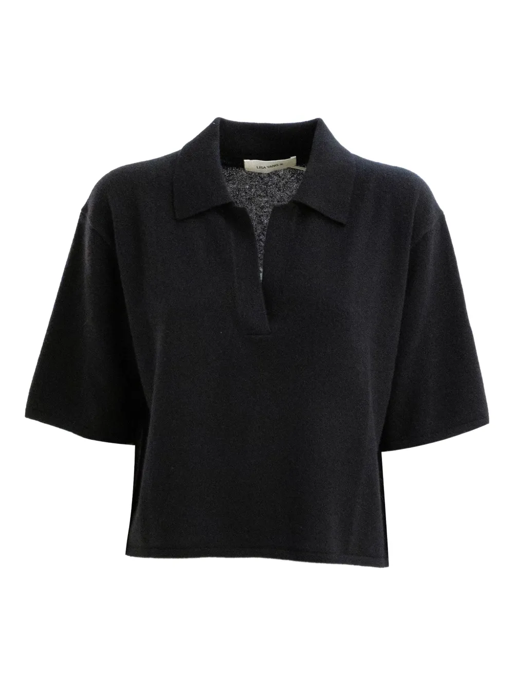 Lisa Yang Cashmere Short-sleeve Polo Top In Black