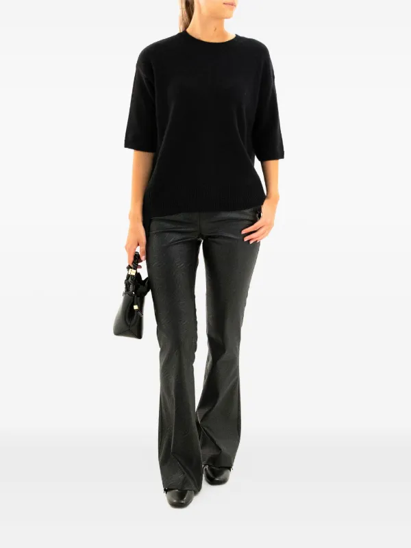 Short-sleeve Side-tie Sweater in Black